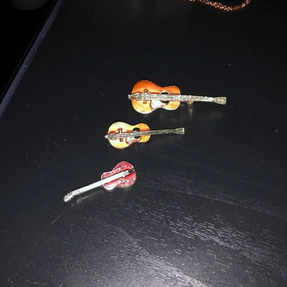 Guitar Brooch Set 3 piece set - Picture 1 of 9